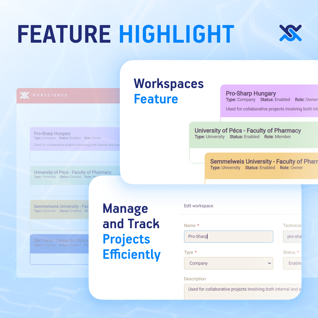 HubScience Workspaces are designed to supercharge your team's productivity and collaboration. This core feature provides dedicated spaces for managing and tracking projects efficiently. By centralizing information and tools, Workspaces reduce clutter and enhance focus.
